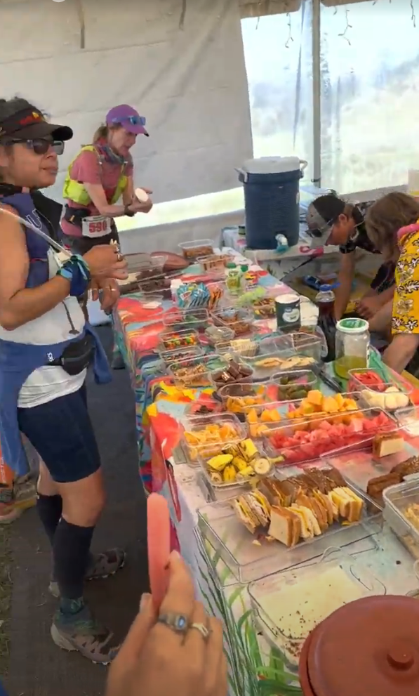 A view inside snow valley peak aid station